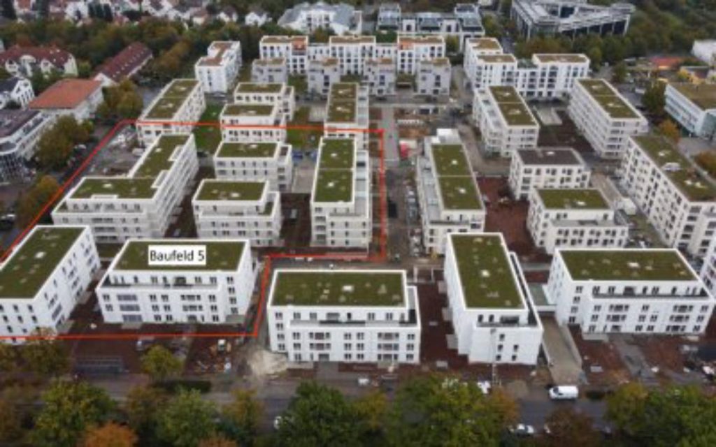 Neubaugebiet mit begrünte Dächer